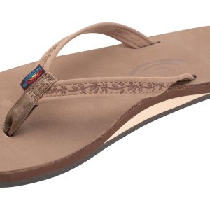 Las Flores - Single Layer Premier Leather with a Floral 1/2" Narrow Strap