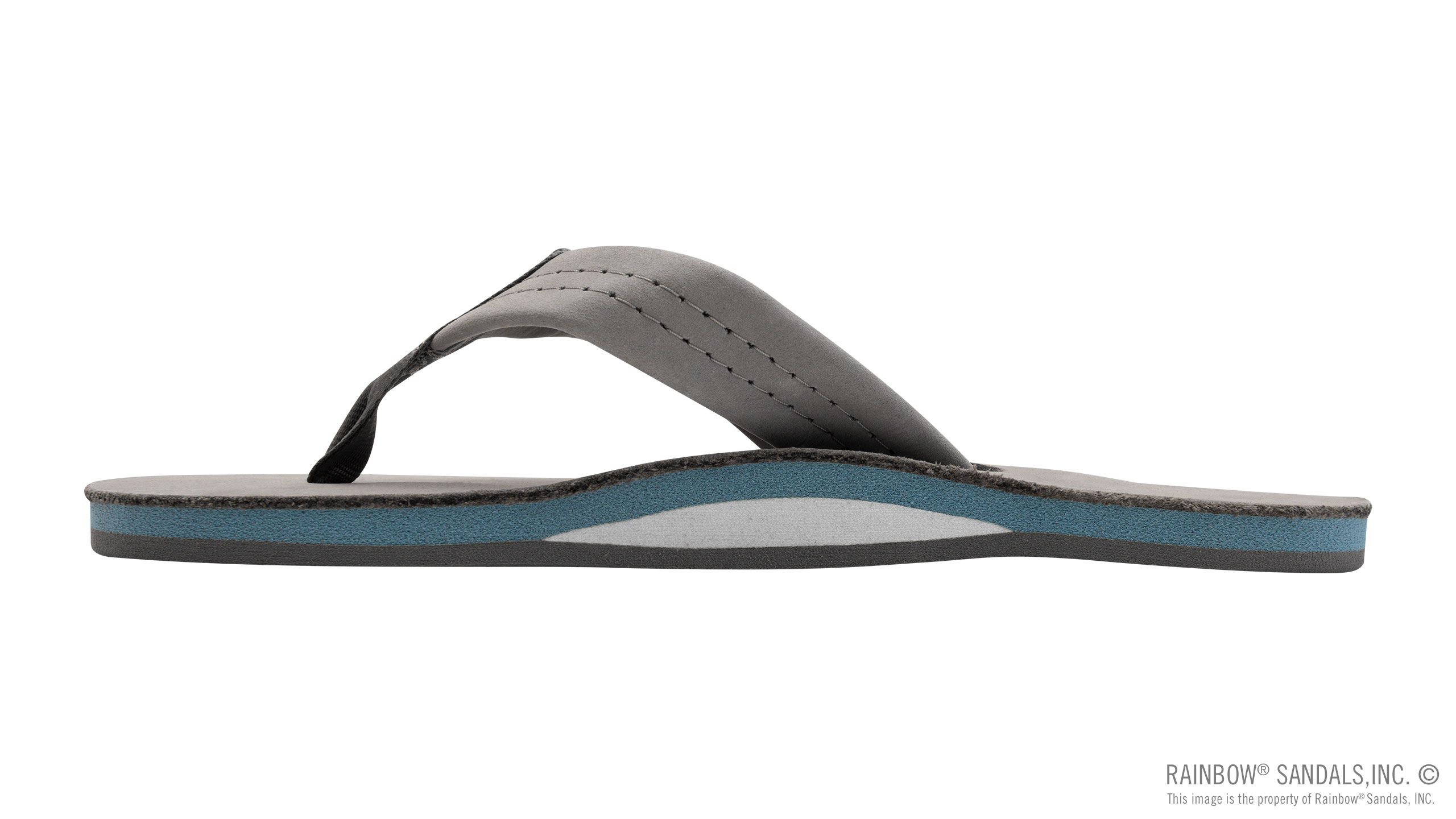 Signature Series - Women's Single Layer Premier Grey Leather Lt. Blue Midsole 1" Wide Strap - Image 2