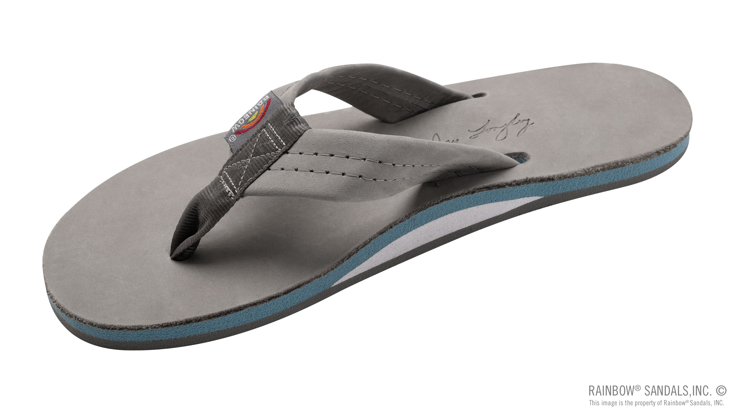 Signature Series - Women's Single Layer Premier Grey Leather Lt. Blue Midsole 1" Wide Strap