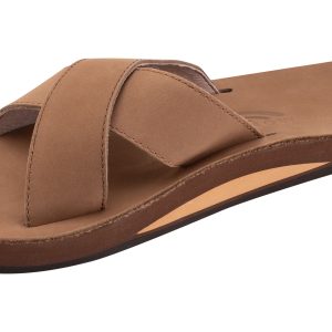Premier Leather Top Sole Single Layer Arch Cross Strap Flat Stitch Slide