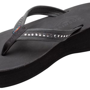 Six Layer Leather Wedge - 3/4" Strap with Crystals