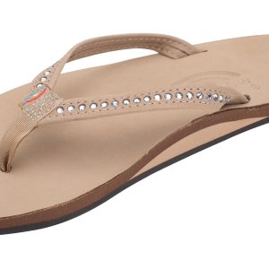 Crystal Collection - Single Layer Arch Support Leather 1/2" Narrow Strap with Crystals