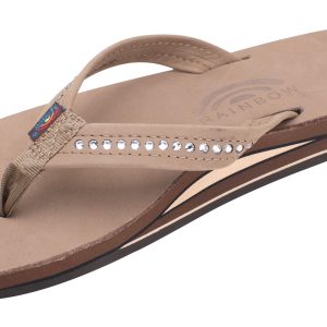 Crystal Collection - Double Layer Arch Support Leather 3/4" Medium Strap w/ Crystals