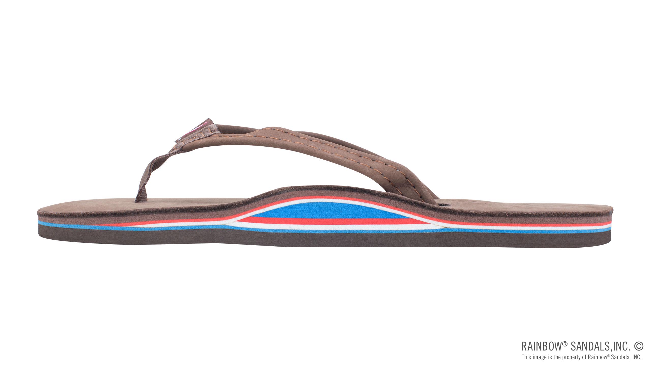 The Americana - Women's Single layer Premier Leather Red White & Blue Mid Sole with a 1/2" Narrow - Image 2