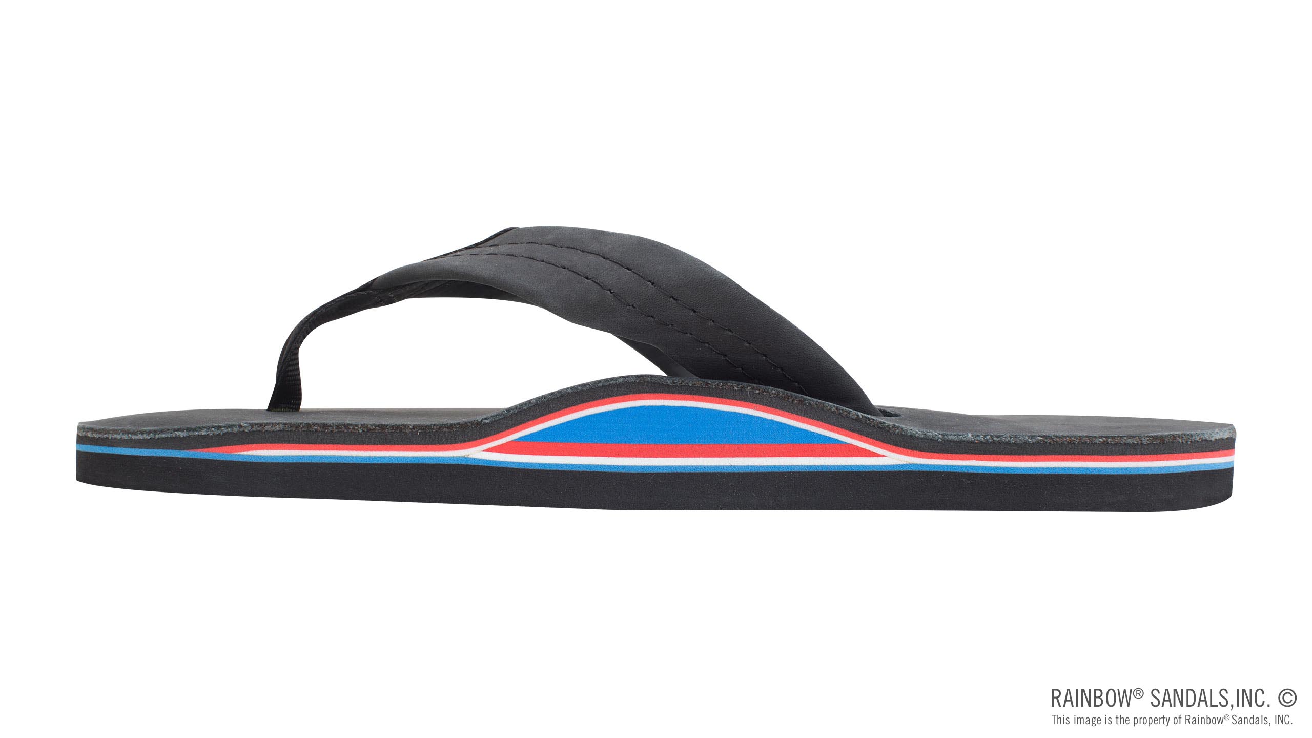 The Americana - Women's Single layer Premier Leather Red White & Blue Mid Sole with a 1" Strap - Image 2
