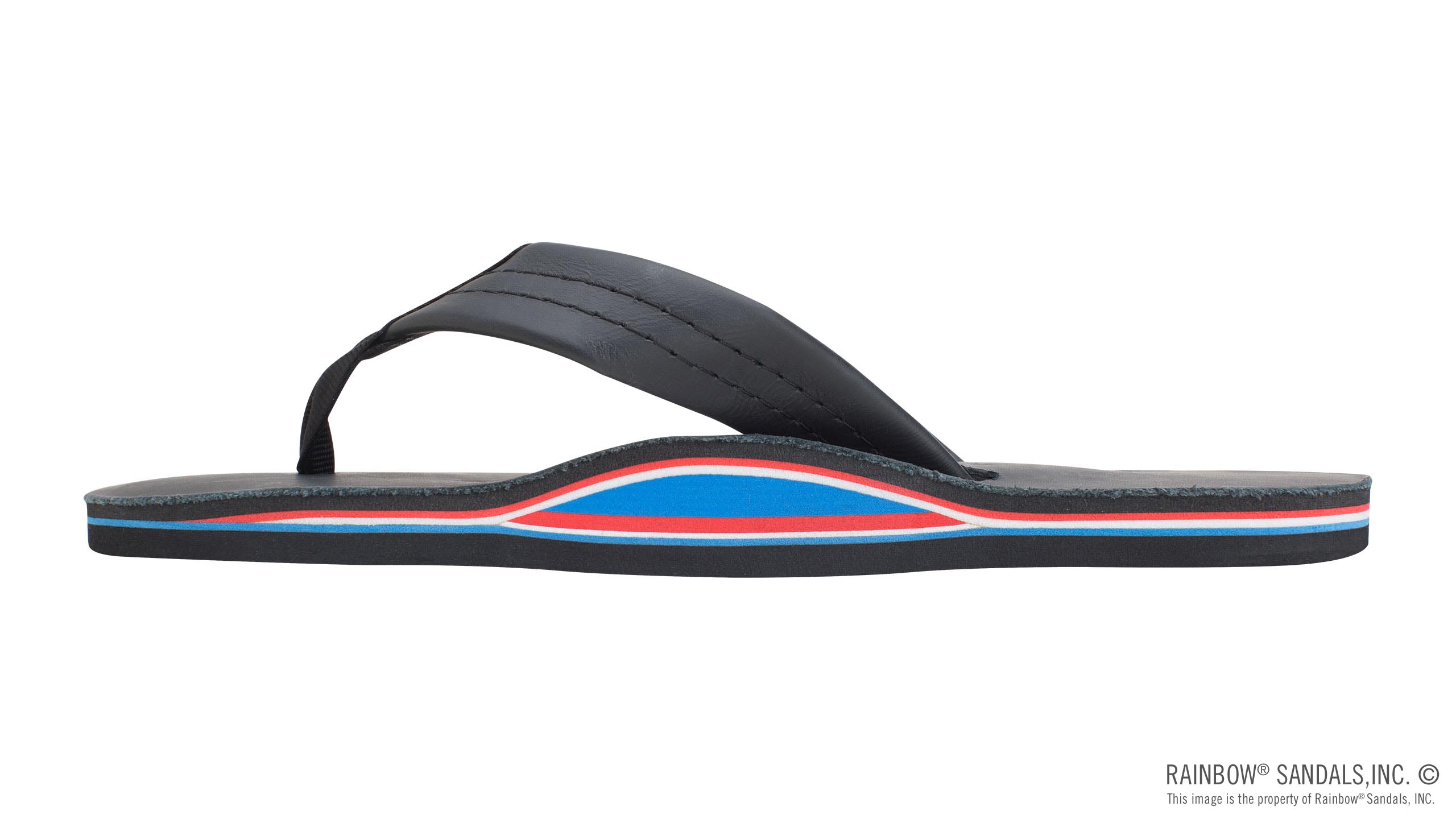 The Americana - Women's Single Layer Classic Leather Red White & Blue Mid Sole with a 1" Strap - Image 2