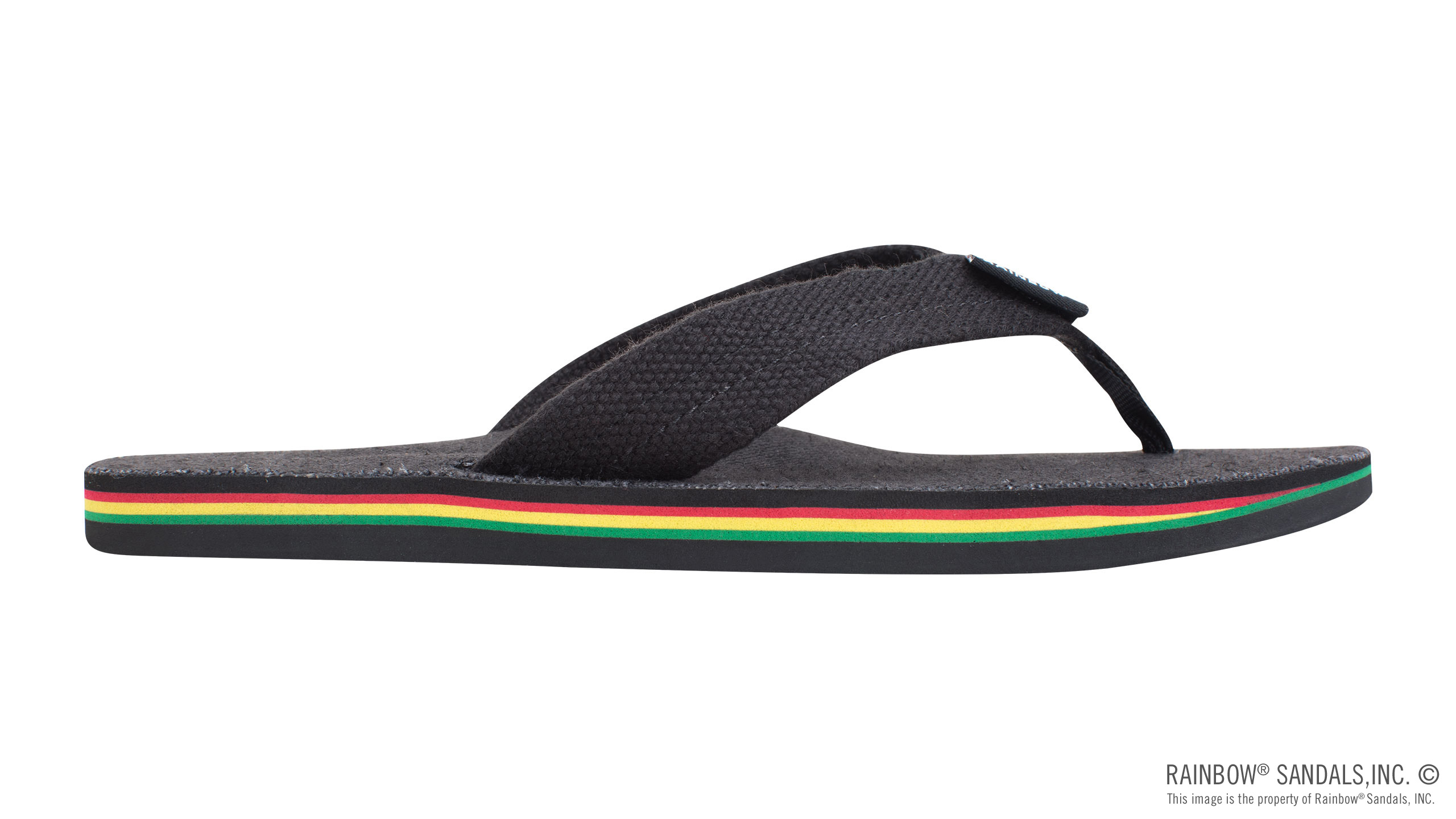 The Rastafarian - Single Layer Black Hemp with Rasta Mid Sole and 1" Strap - Image 4