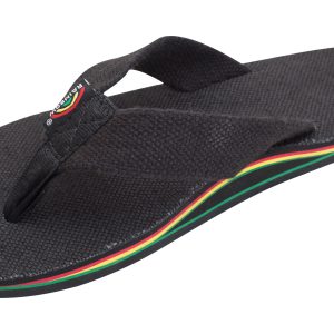 The Rastafarian - Single Layer Black Hemp with Rasta Mid Sole and 1" Strap