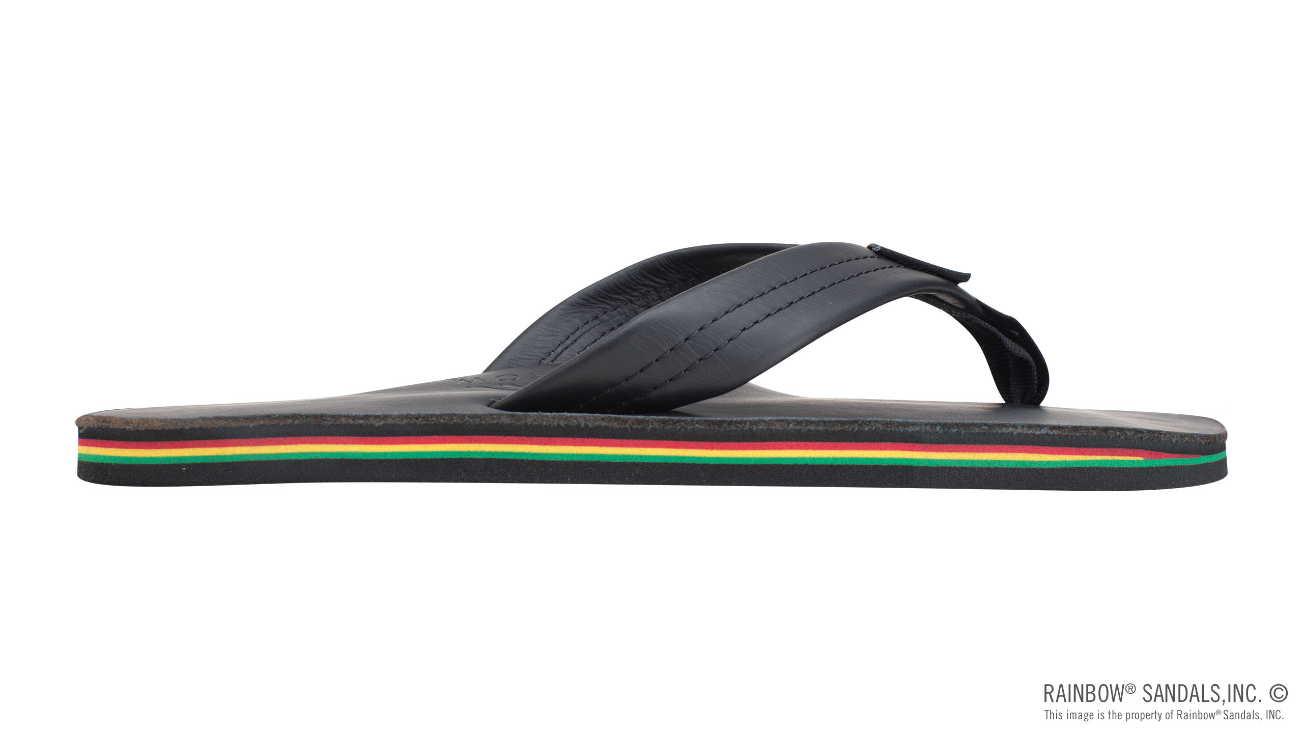 The Rastafarian - Single Layer Classic Black Leather with Rasta Mid Sole - Image 4